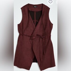 Women’s Mo-Ka Tie Vest Burgundy Suede 2XL